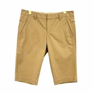 Vince NWT Side Buckle Tan Khaki Mid Rise Long Bermuda Chino Shorts Uniform